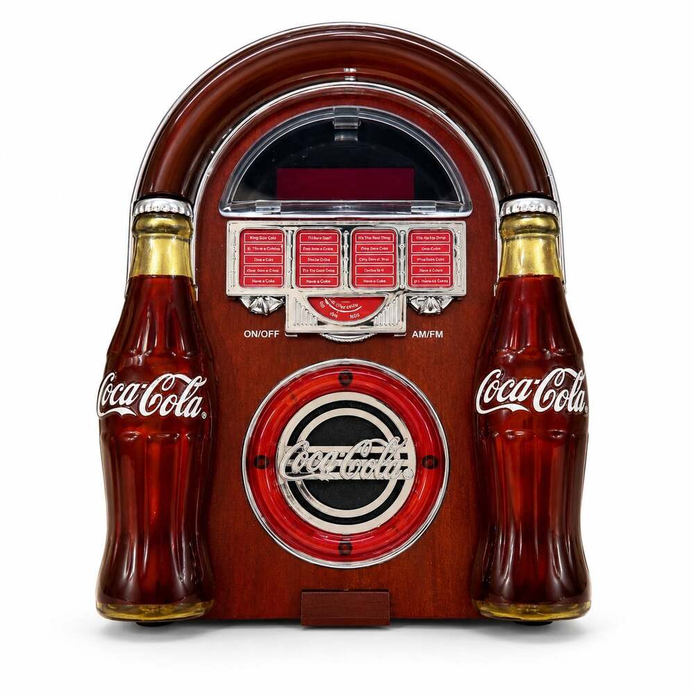 COCA COLA AM / FM RADIO AND NIGHTLIGHT - VINTAGE STAINED GLASS STYLE LOOK NIB